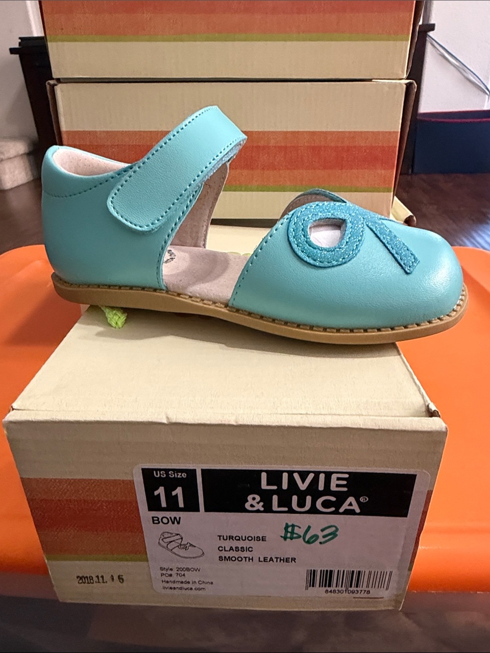 Livie & Luca Turquoise Mary Jane with Bow Accent